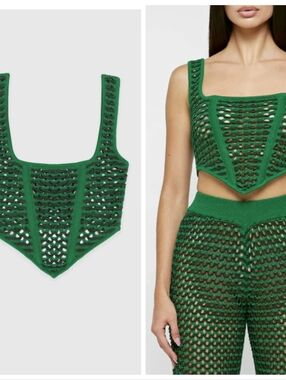 Maniere De Voir Iconic Lattice Knit Corset Giving Isa Boulder Xs S